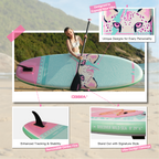 D3SEA 8' × 29" Inflatable Paddle Board for Kids - Glam Bolt Leopard (Mint Pink)