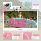 D3SEA 8' × 29" Inflatable Paddle Board for Kids - Glam Bolt Leopard (Mint Pink)