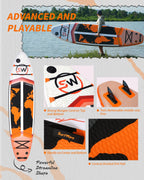 Pro Inflatable SUP Board, orange stand up paddle board 11ft All-Around inflatable stand up Paddle Board - Military-Grade for Surfing & Expedition, Includes Carbon Paddle & Pro Pump