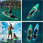 Light Green Inflatable Stand Up Paddle Board – Durable SUP with Adjustable Paddle,Dual Action Pump, Carry Bag, Ankle Leash, Non-Slip EVA Deck – All Skill Levels