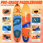 Quashley Inflatable Paddle Board 11ft×34 inch Extra Wider Stand Up Paddle Board Stable Inflatable SUP with 10L Waterproof Bag,Pump,Paddle,3 Removable Fins and Portable Backpack