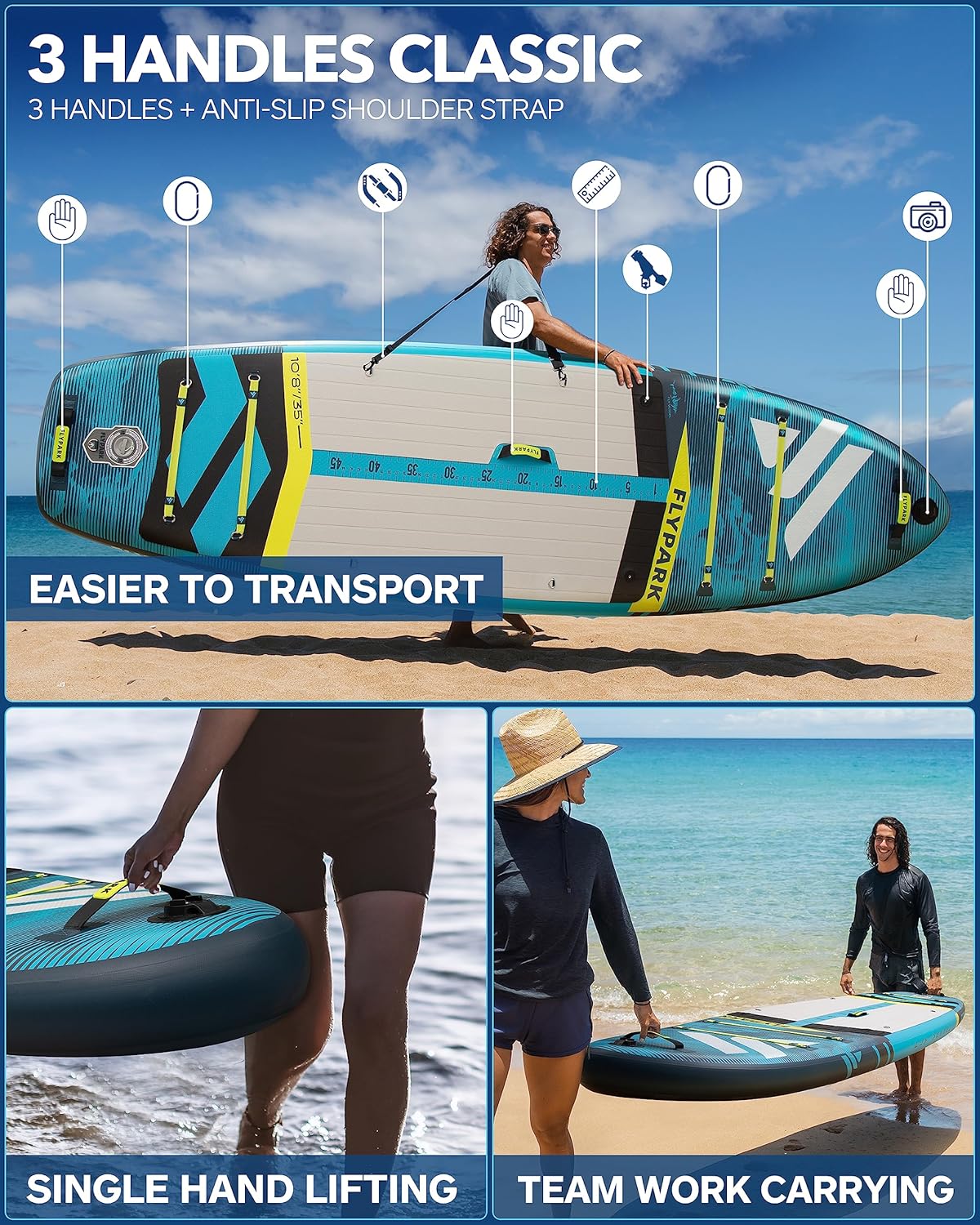 Extra Wide SUP board, blue Inflatable Paddle board