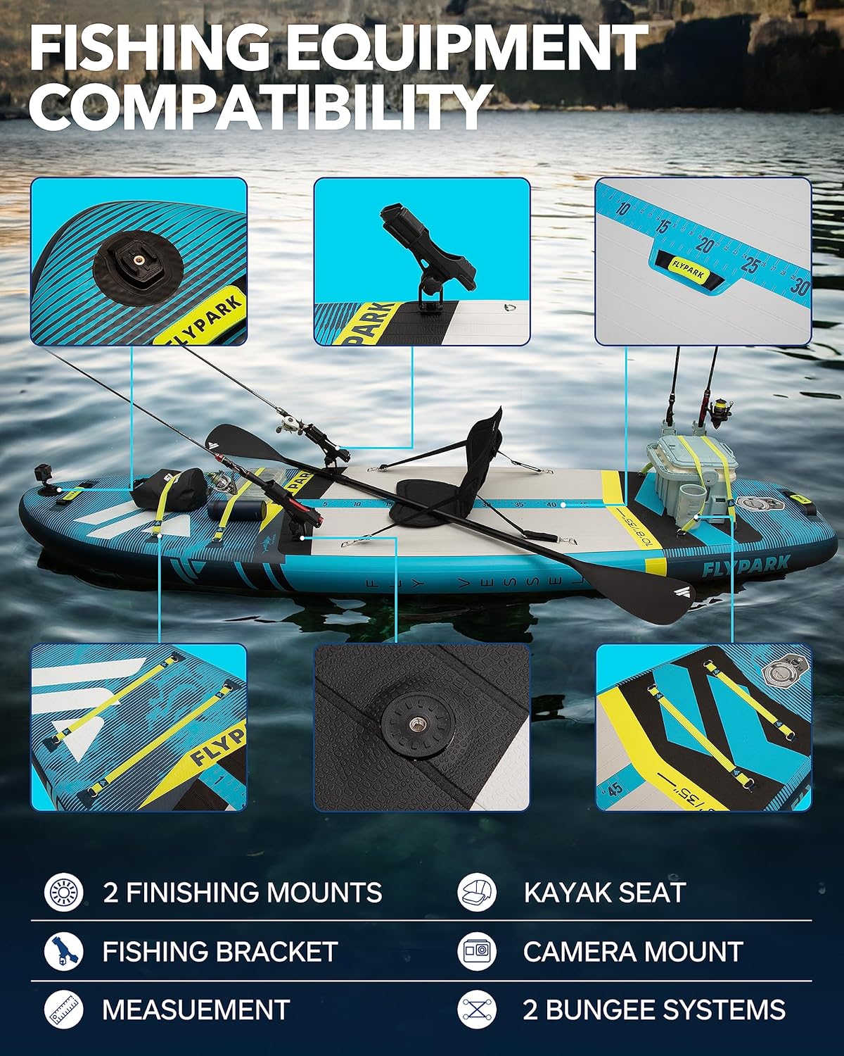 Extra Wide SUP board ,yellow line Inflatable  paddle board