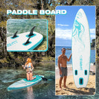 Jellyfish White Inflatable Stand Up Paddle Board – Durable SUP with Adjustable Paddle,Dual Action Pump, Carry Bag, Ankle Leash, Non-Slip EVA Deck – All Skill Levels