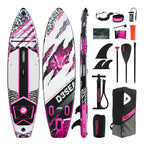 D3SEA 11' × 34" Extra Wide Inflatable Paddle Board - Blackpink Leopard