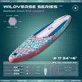 D3SEA 11' × 34" Extra Wide Inflatable Paddle Board - Seafoam Green Leopard