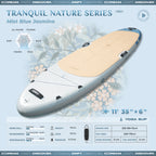 D3SEA 11' × 35" Extra Wide Inflatable Yoga SUP - Mist Blue Jasmine