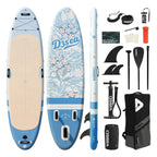 D3SEA 11' × 35" Extra Wide Inflatable Yoga SUP - Mist Blue Jasmine