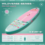 D3SEA 8' × 29" Inflatable Paddle Board for Kids - Glam Bolt Leopard (Mint Pink)