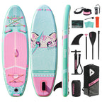 D3SEA 8' × 29" Inflatable Paddle Board for Kids - Glam Bolt Leopard (Mint Pink)