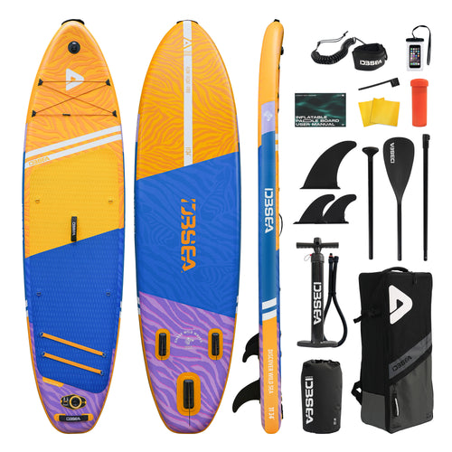 D3SEA 11' × 34" Extra Wide Inflatable Paddle Board - Golden Zest Zebra