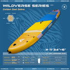 D3SEA 11' × 34" Extra Wide Inflatable Paddle Board - Golden Zest Zebra