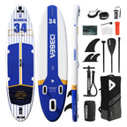 D3SEA 11' x 34" Extra Wide Inflatable Paddle Board - Navy Blue Gold Varsity