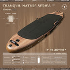 D3SEA 11' × 35" Extra Wide Inflatable Yoga SUP - Timber Noir