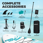 Quashley Geometric Series - Inflatable Stand Up Paddle Boards 11'x32"x6"with Premium SUP Paddle Board Accessories, Wide Stable Design, Anti-Slip Comfort Deck for Water sports for Youth & Adults