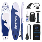 All-Around Inflatable SUP Board, blue paddle board Pacific 10.8ft Ultra-Stable inflatable stand up Paddle Board for Family & Touring - Includes Pump, Paddle & Backpack